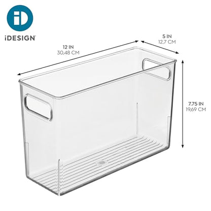 iDesign Slim Clear Plastic Bathroom Storage Bin, Tall Narrow | Organizer for Lotions, Creams, Toiletries - style: Pack of 1