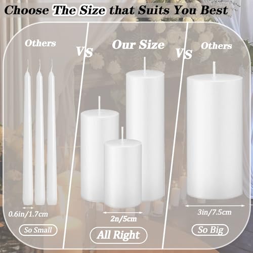 Ivroy Pillar Candles Bulk Set of 18，Hurricane Candles，3 Different Lengths 2 x 3/6/8 Inch (6 Each)，Dripless Unscented Smokeless，Gives You a Better Atmosphere When Organizing an Event Party. - color: 18 Flat-top, size: 2 x 3/6/8 Inch