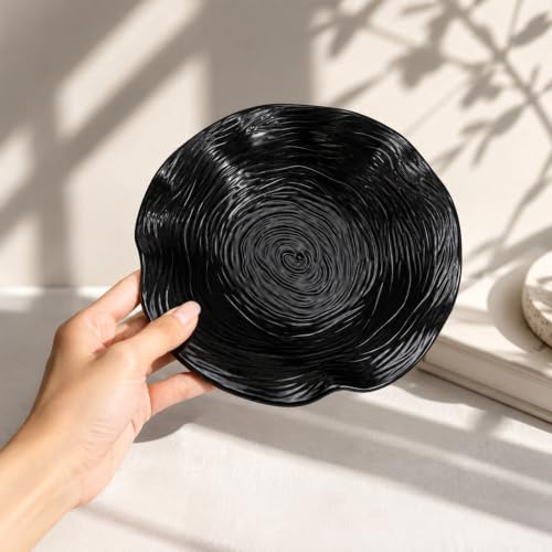 Decorative Bowl, 8" Black Ceramic Decor for Coffee Table & Entryway | Modern Home Decor, Tabletop Bowl