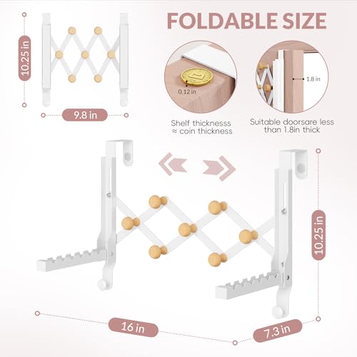 BAKON Over The Door Hanger Folding Clothes Drying Rack for Hanging Clothes | No Drilling,Heavy Duty,Portable Space Saving Collapsible Over Door Drying Rack for Hanging Clothes Coat Towel，Fit Door 1-3/4"