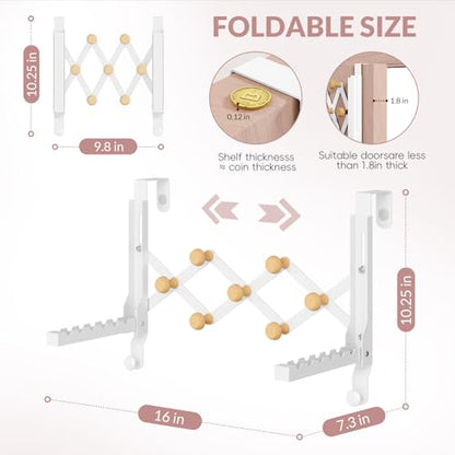 BAKON Over The Door Hanger Folding Clothes Drying Rack for Hanging Clothes | No Drilling,Heavy Duty,Portable Space Saving Collapsible Over Door Drying Rack for Hanging Clothes Coat Towel，Fit Door 1-3/4"