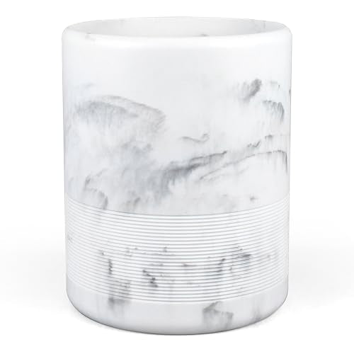 YMXYJM Resin Trash Can, Modern Round Wastebasket, 2 Gallon,White | Modern resin trash can with 2-gallon capacity, sturdy base, and open-top design for bathroom, kitchen, office, and home - color: White