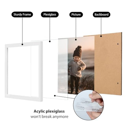 8.5x11 Picture Frame White Set of 4, Wooden Diploma Frame with Acrylic Plexiglass for Pictures, Certificate Degree Document Frame Tabletop and Wall Mounting Display - color: White, size: 8.5x11