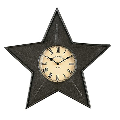 Park Designs Black Star Metal Wall Clock 16" | Metal | Unique Star-Shaped Design | Sleek Black Finish | Farmhouse Wall Decor Accent