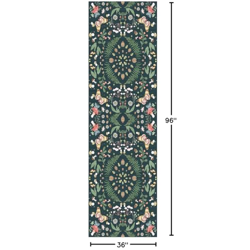 Butterfly Hallway Runner Rug 3x8：Kitchen Rug Washable Runner Lightweight Non Slip Ultra-Thin Stain Resistant Soft Carpet for Bathroom Laundry Room Bedroom（Black Green，3x8） - color: Black Green, size: 3' x 8' (Runner)