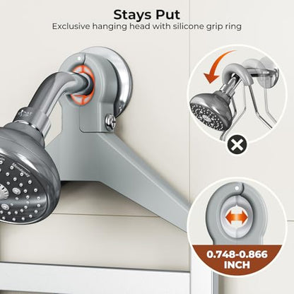 Orimade Aluminum Hanging Shower Caddy Over Head, Adjustable Anti-Slip Bathroom Shelves with Hooks, Rustproof Shower Organizer Storage Rack, Silver 3 Tier - color: Polished Silver - 3 Tier