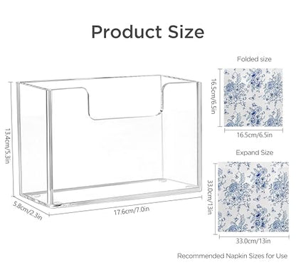 HBlife Acrylic Paper Napkin Holder for Kitchen - Clear Waterproof Vertical Stand, for 6.5"x6.5" Disposable Luncheon Paper Dispenser, Modern Square Table Tray for Dinner, Hotel, Restaurant, Bar, Party - color: Clear Luncheon Holder