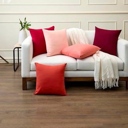 Encasa XO Throw Pillow Covers, Cotton, No Inserts 12"x12" Deep Red | Durable Cotton Canvas | Concealed Invisible Zipper | Ideal for DIY & Embroidery | Living Room & Couch | Set of 2 - color: Deep Red, size: 12" x 12" (Pack of 2)