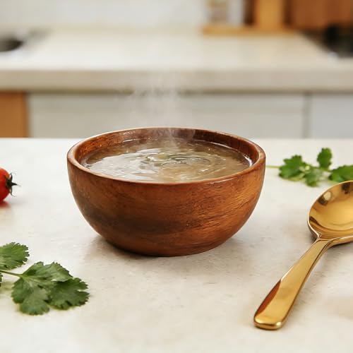Solid Acacia Wood Bowls Set of 4, 4 Inch Wooden Serving Bowls - Handmade Ramekins for Dips, Charcuterie Board, Snacks & Salads | Farmhouse Kitchen Decor & Gift Idea - size: D 4.2'' x H 2.0''
