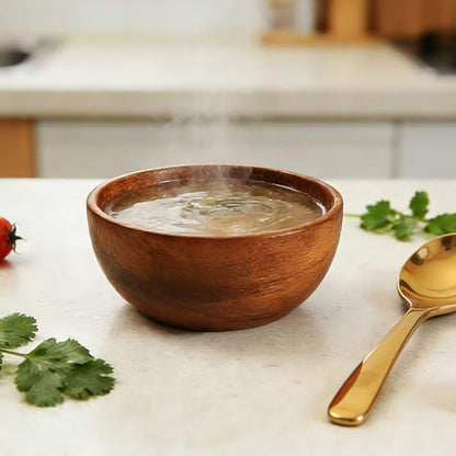 Solid Acacia Wood Bowls Set of 4, 4 Inch Wooden Serving Bowls - Handmade Ramekins for Dips, Charcuterie Board, Snacks & Salads | Farmhouse Kitchen Decor & Gift Idea - size: D 4.2'' x H 2.0''
