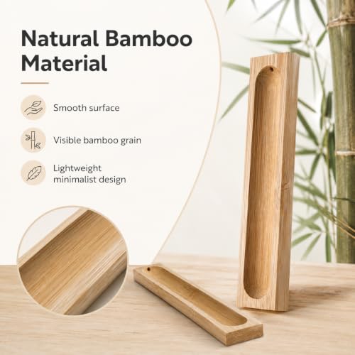 Natural Bamboo Incense Stick Holder Set – 2 Pieces with Ash Catcher Tray for Home Use