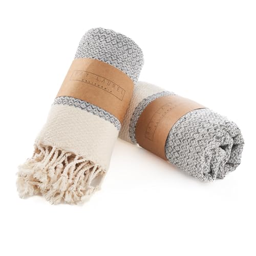 BAY LAUREL Turkish Hand Towel – Pack of 2 | Soft & Absorbent Decorative Towels for Bathroom, Hand, Face, Hair, Gym, Yoga, SPA, Kitchen & Tea | Boho Decor (Gray, Diamond 15x26 Inches (Set of 2) - color: Gray, size: Diamond 15x26 Inches (Set of 2)