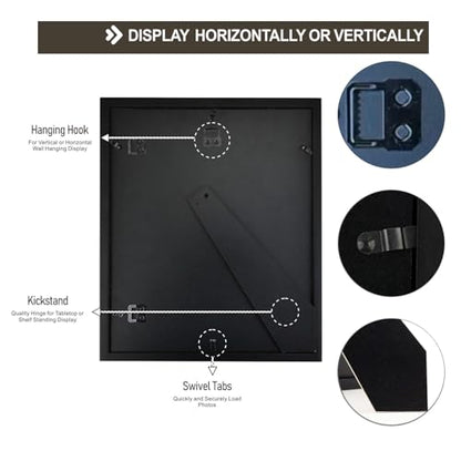 8x10+4x4+6x4+2(4x6) Black Wood Collage Frame | Multi-size collage, wall mounting, wooden frame, for photos 8x10/4x4/6x4/4x6 - size: 8X10+4X4+6X4+2(4X6)