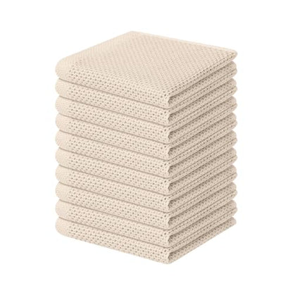 Homaxy 100% Cotton Waffle Weave Kitchen Dish Cloths 10-Pack, Beige | 12 x 12 Inches, Ultra Soft Absorbent Dish Towels, Quick Drying Dish Rags with Hanging Loop - color: Beige, size: 12 x 12 - 10 Pack
