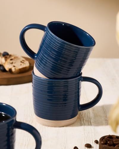 famiware Coffee Mugs Set of 4, 13 oz Mug Set, Ceramic Cup Set with Handle | Stoneware Mug for Coffee, Tea, Latte, Cappuccino, Microwave and Dishwasher Safe, Constellation Series，Abysses Blue - color: Constellation-Abysses Blue, size: 4 Count (Pack of 1)