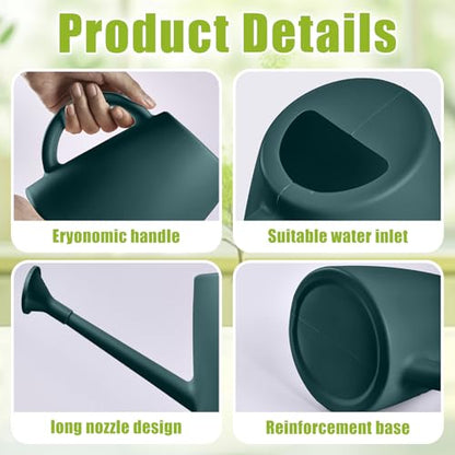 ZXJ Plant Watering Cans for Indoor and Outdoor Home Garden Plants - with Long Spout - Blackish Green - 1/2 Gallon - color: Blackish Green