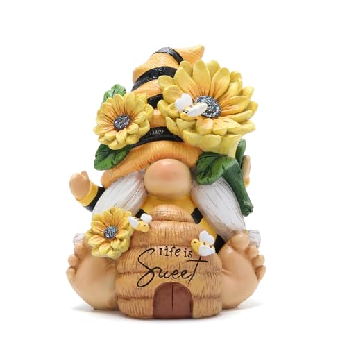 Hodao Gnome Figurine Decorations Indoor Home Decor Sweet Life Bee Gnome - The Sweetness and Warmth of Nature - Summer Garden Patio Gnome Sculpture Decorations (Bees gnome) - style: Whimsical