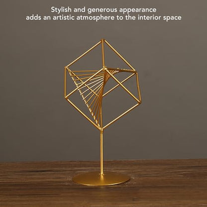 Gold Geometric Table Decor 3D Iron Geometric Sculpture for Living Room Study Office Home Decor 14x24cm