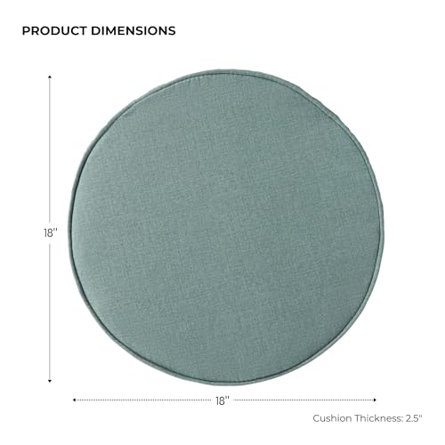 Set of 2 Outdoor 18 inch Round Patio Dining Chair Pads – Comfortable Fiber-Filled Seat Cushions with Ties, Reversible Polyester Fabric, Seaglass - color: Seaglass