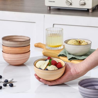 Selamica Ceramic Ice Cream Bowls, 12 OZ Dessert Bowls Set of 6, 4.7 Inch Small Bowls for Snack, Side Dish, Fruits, Microwave Dishwasher Safe, Maillard - color: Maillard, size: 12 Oz