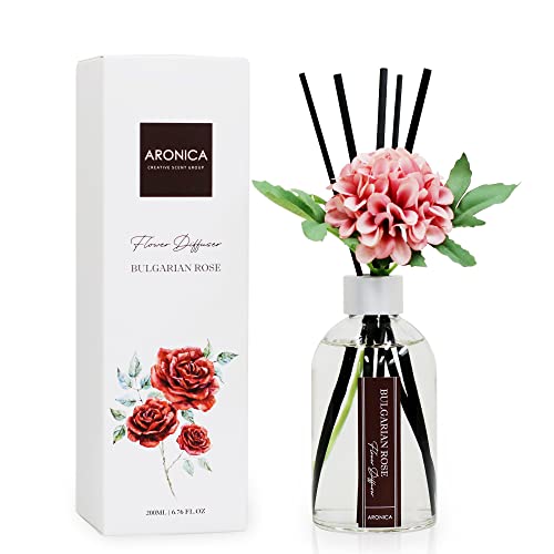 Flower Air Fresheners For Home, Sweet Rose Scent Room Non Plug In, Desk Reed Diffuser, Pink Air Freshener For Bathroom - color: Bulgarian Rose