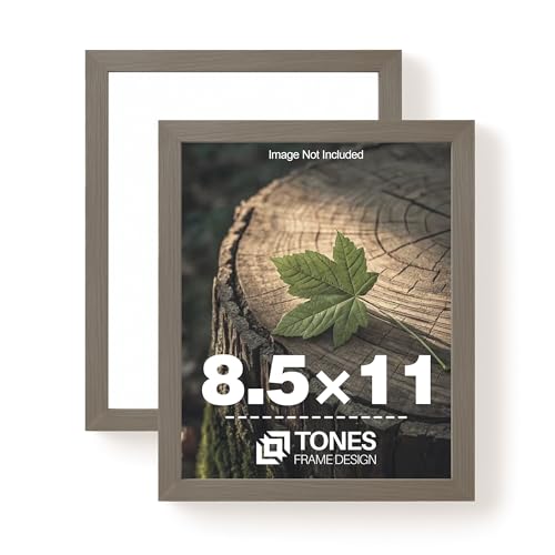 TONES FRAME DESIGN 8.5 by 11 Picture Frame Set of 2 Solid Oak Brown Wood Veneer with Shatterproof Plexiglass, 8.5 x 11 Frame Wall Hanging 8.5x11 Picture Frame for Diplomas Document Certificates - color: Dark Oak, size: 8.5x11 - 2 Pack