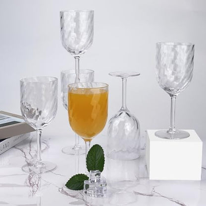 Yalin Set of 6 Unbreakable 12 oz Acrylic Plastic Wine and Water Tumbler Stackable Goblets. (Clear, 15 oz) - color: Clear, size: 15 oz