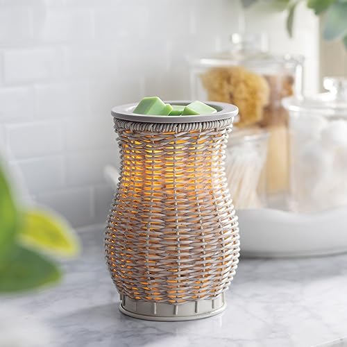 Candle Warmers ETC. Illumination Fragrance Warmer- Light-Up Warmer for Warming Scented Candle Wax Melts and Tarts or to Freshen Room, Graywash Wicker - size: Graywash Wicker
