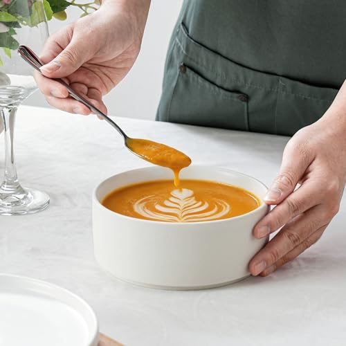 26 OZ Ceramic Cereal Bowls Set, 6 Inch, Set of 4, Modern White | Handcrafted, Dishwasher & Microwave Safe, For Breakfast, Soups, Oatmeal, Ramen, Pho, Udon, Soba - color: White, size: Cereal Bowls Set (4PCS)