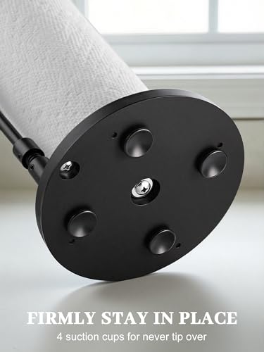 SMARTAKE Paper Towel Holder Countertop, Non-Slip Weighted Base, Black | Freestanding Kitchen Roll Dispenser, Rustproof Stainless Steel, Spring Arm for Easy Tear, Widden Top, with 4 Suction Cups - color: 02-black