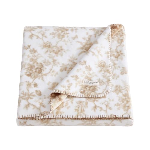 Laura Ashley - Reversible Throw Blanket, 50 x 70, Ultra Soft Plush Blanket for Blanket for Bed & Couch, Cozy Decorative Throw, Walled Garden Brown - color: Walled Garden Brown