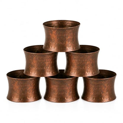 ITOS365 Handmade Round Hammered Antique Napkin Rings Holder for Dinning Table Parties Everyday, Set of 6 - color: Antique