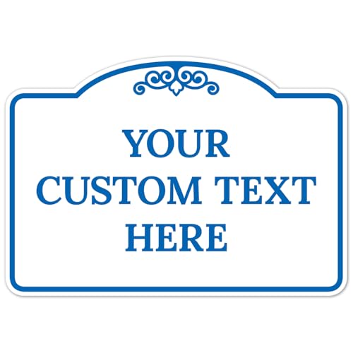 Custom Decorative Sign, Personalized Metal Sign for Business, Driveway, Home, Airbnb, Office Door Plaque, Blue Light Sign, 7x10 Inches, ACM, Fade Resistant, Made in USA by Sigo Signs - color: White Background, size: 10x7