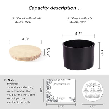 6-Pack 16 oz Candle Jars - Frosted Black Glass with 3 Wicks, Empty Containers for Candle Making - color: Forested Black