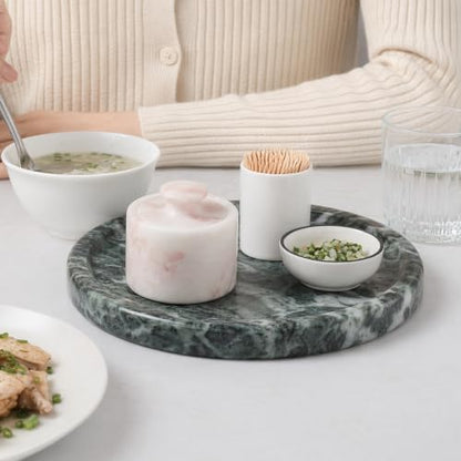 Marble Salt Cellar with Lid, Stone Pepper Container & Spice Jars | 3.5" Marble Salt and Pepper Holder, Stone Storage Box for Kitchen Counter, Spice Jar (Namibia Rose White) - color: Namibia Rose
