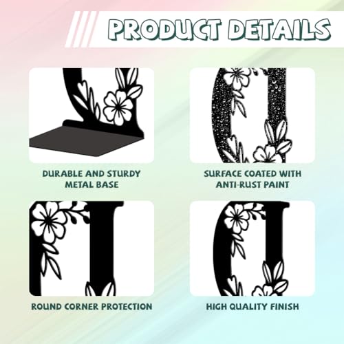 5.3"x4.3"x7.1" Metal Bookends, Heavy Duty Book Ends for Shelves | Letter D with Flowers Theme Cast Iron Book Supports, 1 Pair Decor Stoppers for Desk, Library, Office & Home Shelves - style: Letter D with Flower