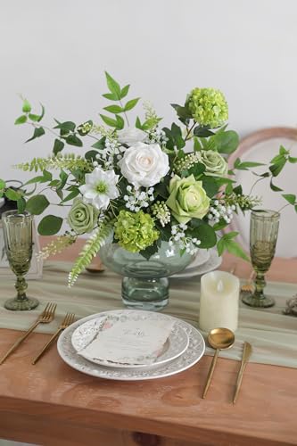 Serra Flora Artificial Greenery Stems Box Set,(Pack of 37pcs) with 8 Kinds of Faux Pink Green Filler for DIY Bridal Bouquets Wedding Floral Arrangement Table Centerpieces - color: Green