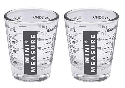 Kolder Mini Measure Heavy Glass, 20-Incremental Measurements Multi-Purpose Liquid and Dry Measuring Shot Glass, Black, Set of 2 - color: Black, size: Set of 2