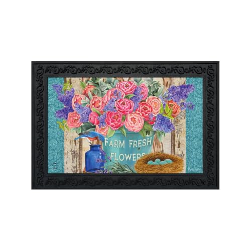 Briarwood Lane Doormat 30x18 Indoor Outdoor Farm Fresh Peonies Spring for Spring Doormat - color: Farm Fresh Peonies