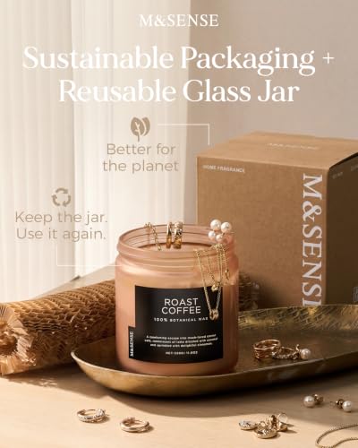 M&SENSE Sandalwood Jasmine Home Scented Candles, 11.6oz Natural Soy Wax | 70 Hours Long Lasting, Slow Burn, Non Toxic Jar Candle, Aromatherapy, Fresh Smelling for Meditation Relaxation Stress Relief - color: Sandalwood Jasmine Serene, size: Medium Jar