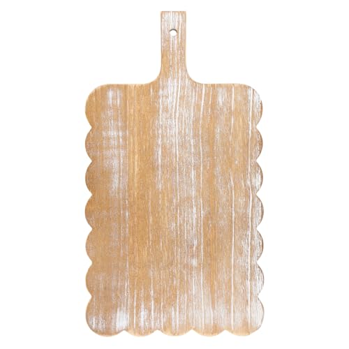 Sintuff Large Acacia Wood Scallop Cutting Board 18 x 10 Wooden Dinner Plate Scalloped Wood Tray Decorative Pastry Dishes for Kitchen Cake Bread Baking Cheese Display