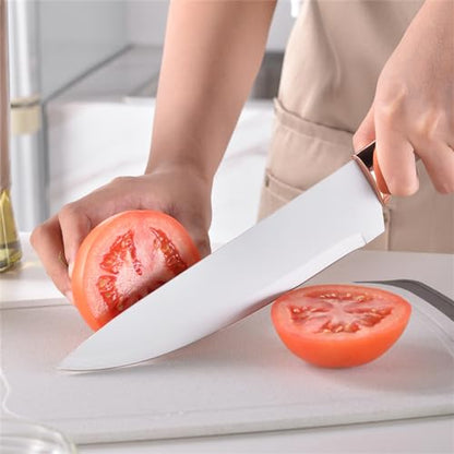 19 Pieces Kitchen Utensils and Knife Set with Block, Inldued 9 Pieces Silicone Cooking Utensils Set 5 Pieces Sharp Stainless Steel Chef Knives Scissors Whisk Tongs and Cutting Board (BEIGE) - color: Beige