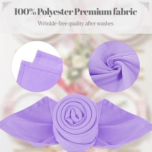 PLOYMONO Lavender Cloth Napkins - 8 Pack 17" x 17" Polyester Dinner Napkins | Heavy Duty 180 GSM Cloth Napkins with Hemmed Edges - Great for Restaurants, Weddings, Parties, Banquets Dinner - color: Lavender