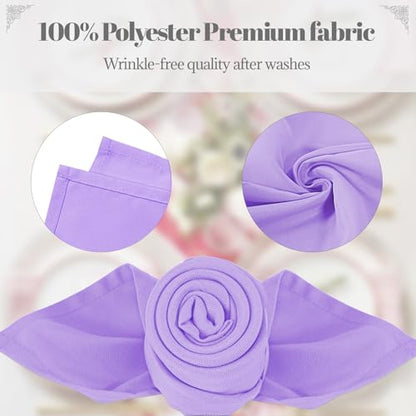 PLOYMONO Lavender Cloth Napkins - 8 Pack 17" x 17" Polyester Dinner Napkins | Heavy Duty 180 GSM Cloth Napkins with Hemmed Edges - Great for Restaurants, Weddings, Parties, Banquets Dinner - color: Lavender