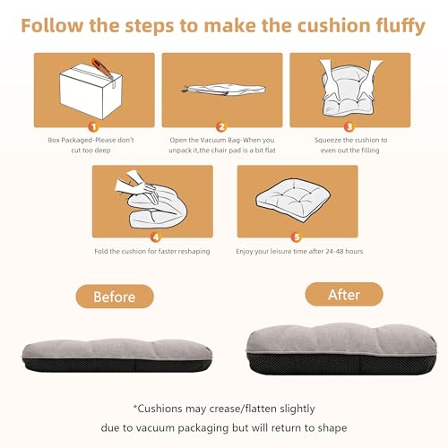 RACE LEAF Khaki Chair Cushions 4 Pack, 15.5" X 15.5" Indoor Seat Cushions, Tufted Memory Foam Dining Room Chair Pads with Ties and Non-Slip Backing - color: Khaki