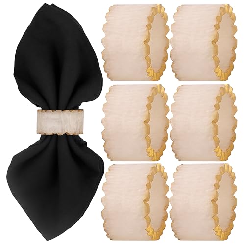Epoxy Resin Napkin Rings, Rustic, Set of 6 | Epoxy resin, 2x2x1 in. each, smooth finish, reusable, holidays, weddings, dinner parties, family gatherings, artisan - color: Smoky Ivory, size: 2 x 1.2 x 2 - inch (Pack of 6)