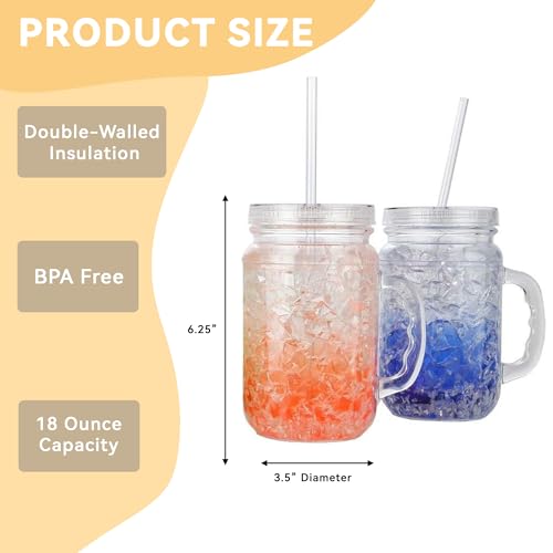 Lily's Home Old Fashioned Glasses with Lids Straws and Handles, 16 oz Set of 4 – Clear Acrylic Tumbler Cups with Color Accents, Reusable Party Drinkware for BBQ, Poolside, Outdoor Events & Home Bar - style: With Lids and Straws