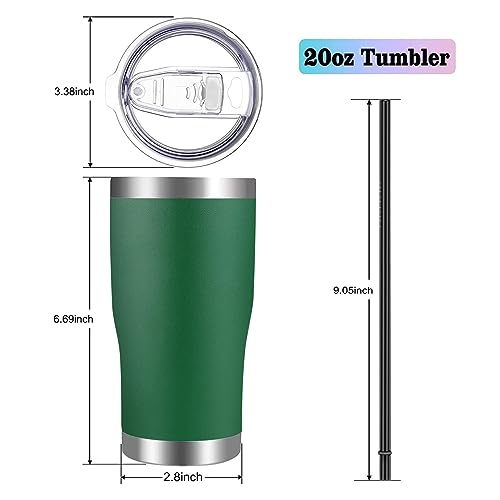 VEGOND 20oz Tumbler Stainless Steel Tumbler Cup with Lid And Straw Vacuum Insulated Double Wall Travel Coffee Mug(Dark Green 12 Pack) - color: Dark Green, size: 12 Count (Pack of 1)
