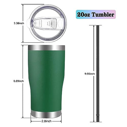 VEGOND 20oz Tumbler Stainless Steel Tumbler Cup with Lid And Straw Vacuum Insulated Double Wall Travel Coffee Mug(Dark Green 12 Pack) - color: Dark Green, size: 12 Count (Pack of 1)