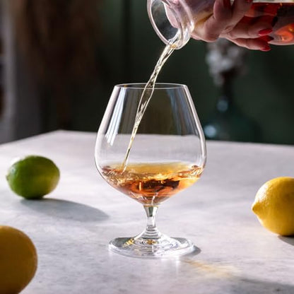 Krosno Cognac Glasses Set of 6, 18.6 oz, Harmony Collection | Drinking Glasses, Brandy Tasting Glass, Whiskey, Bourbon, Rum, Liqueur, Lead-Free Crystal, Elegant Glassware, Dishwasher Safe - style: Cognac 18.6 oz (Set of 6)